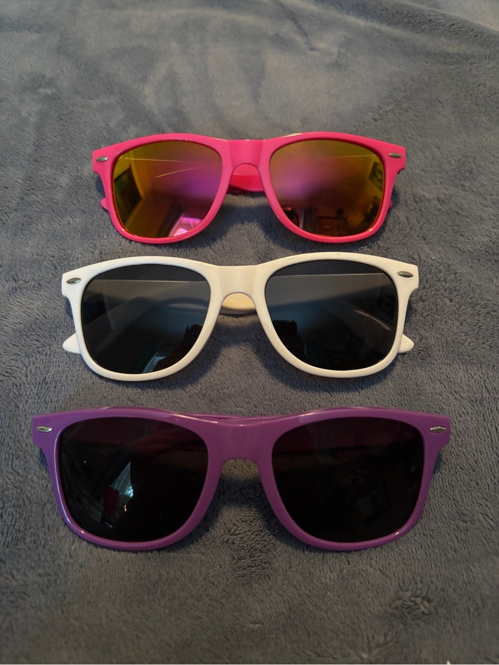 Set of 3 Wayfarer-Style Sunglasses - Pink, White, Purple